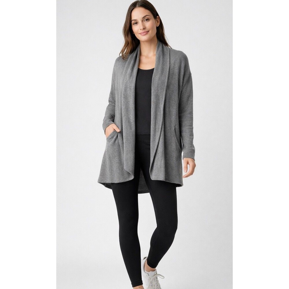 Athleta Pranayama Restore Wrap Women's XXS Gray Open Front Draped Tunic Cardigan